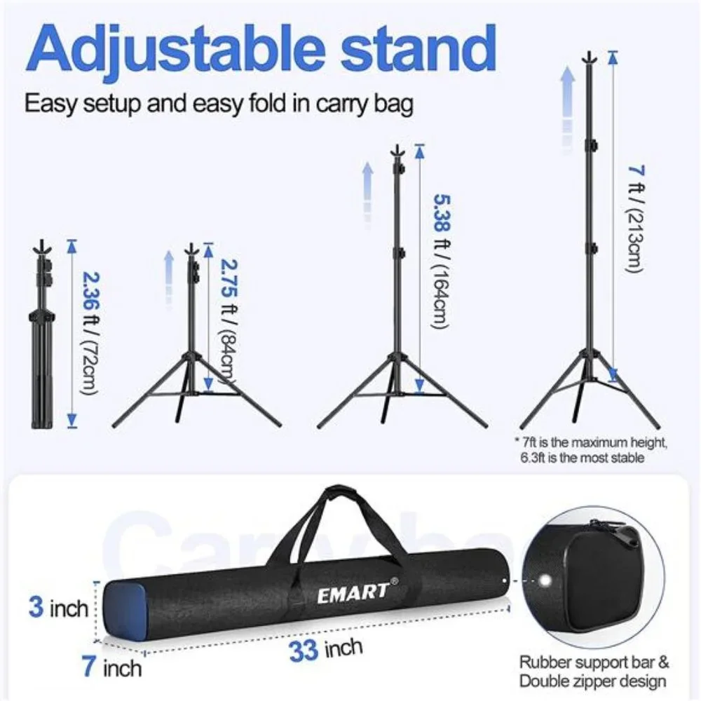 Backdrop Stand 10x7ft(WxH) Photo Studio Adjustable Background Stand Support Kit
